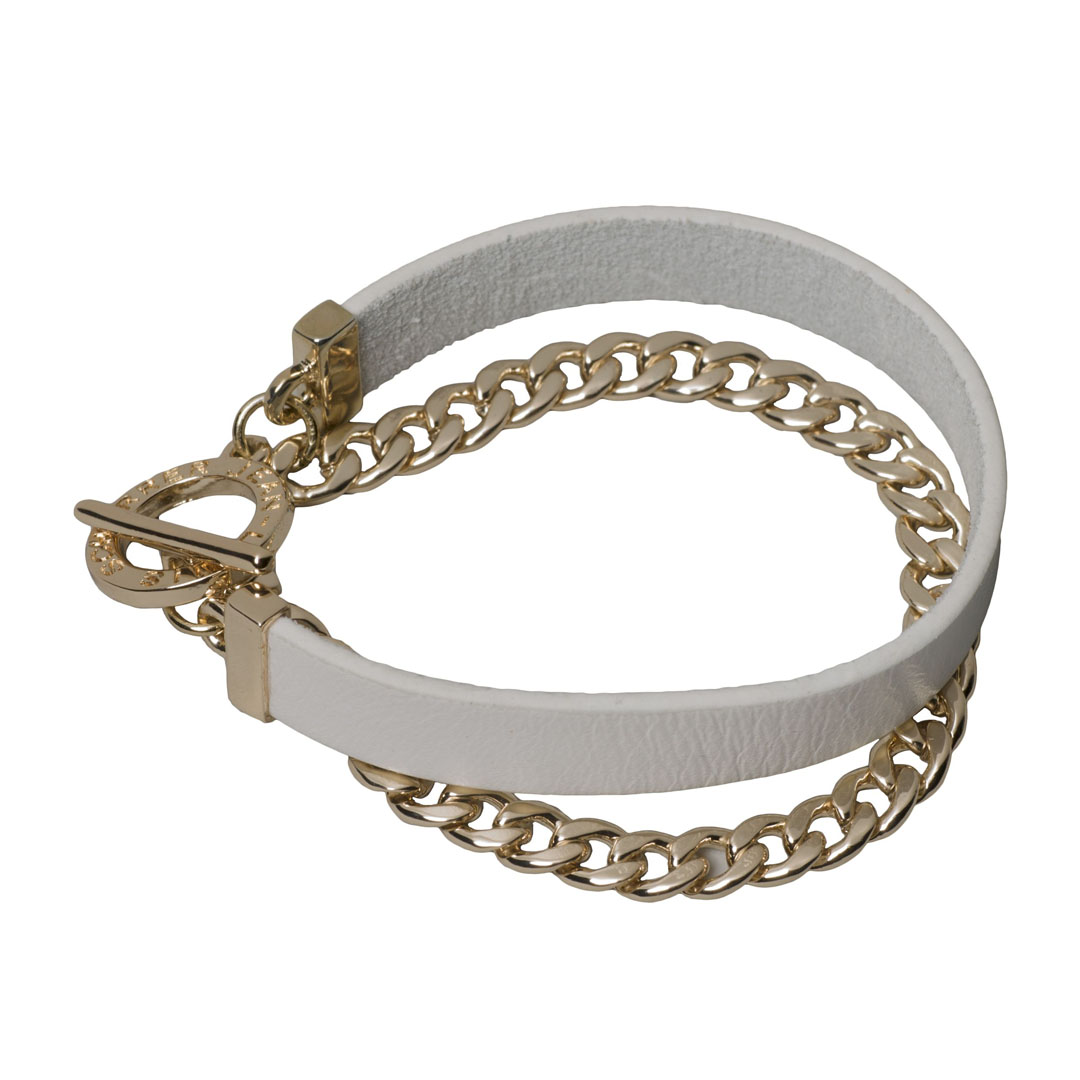 JL0035_01 Pulseira em Pele Gold & White Jean-Louis Scherrer €35.64