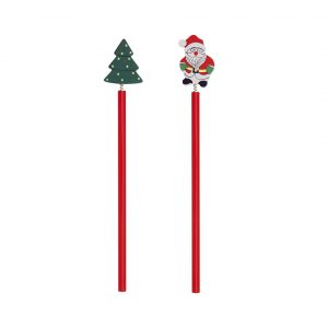 Conjunto de lápis natal 2 temas arvore e pai natal