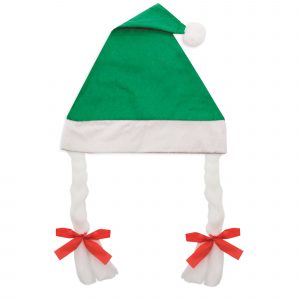 Gorro de Natal com tranças verde